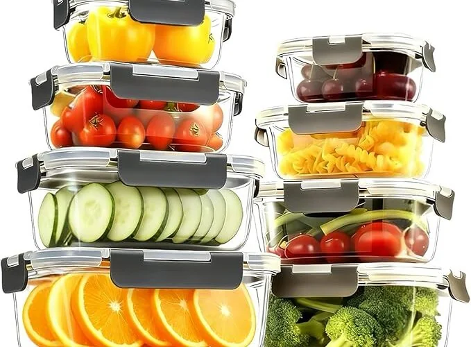 16Piece Set 8Pack Borosilicate Glass Food Storage