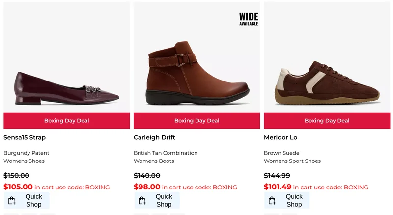 Clarks Shoes Canada Boxing Day Deals Sale: Save up to 50% with Promo Code