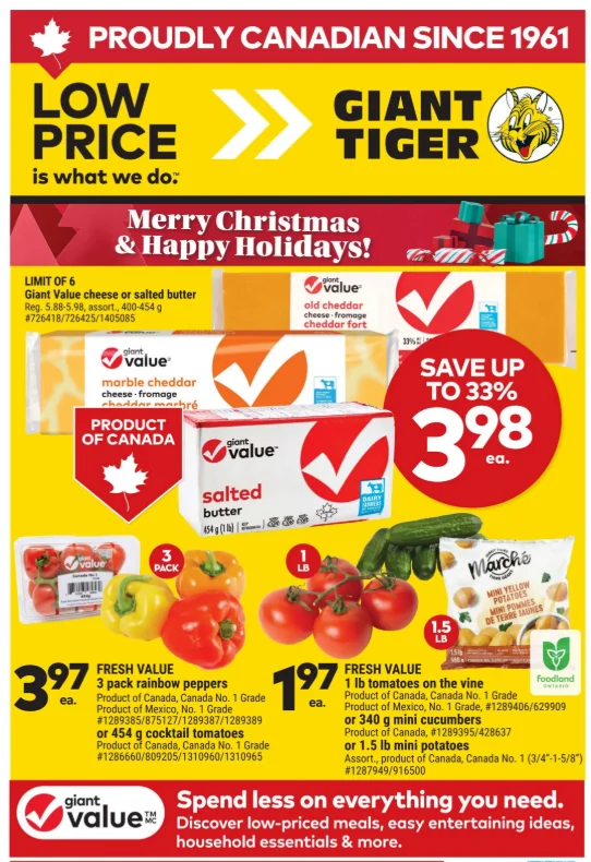 Giant Tiger Canada Boxing Day Deals: Giant Value Butter or Cheese $3.98 + More