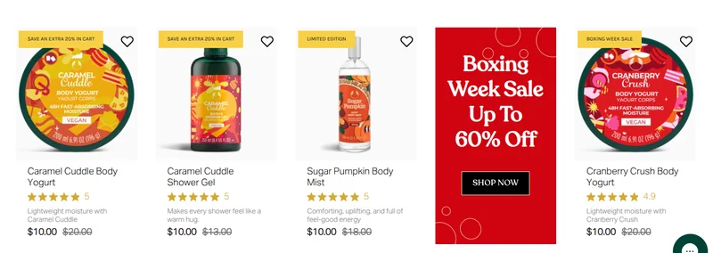 The Body Shop Canada Boxing Day 2025 Deals Sale: 40% off Sitewide + Save up to 70% off Select Products